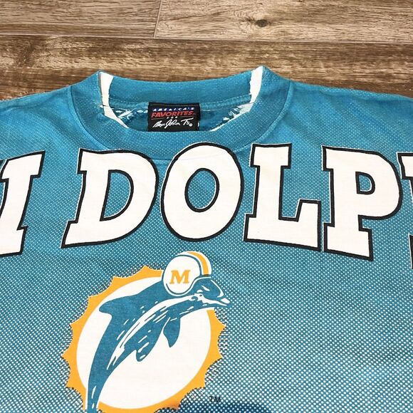 Vintage 90s 1994 Miami Dolphins AOP Banned Logo Large USA  Magic Johnson - Picture 12 of 16